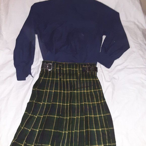 Scot Kilt Plaid, Modern Gordon Tartan: Green Blue Black Yellow, Ren Faire - Picture 2 of 14